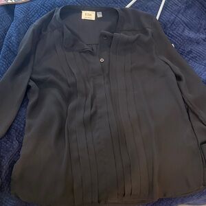 Elie Elegant Black Pleated Blouse